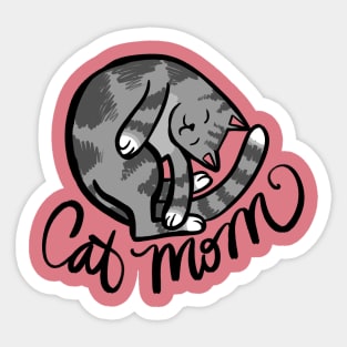 Gray Cat Mom Sticker